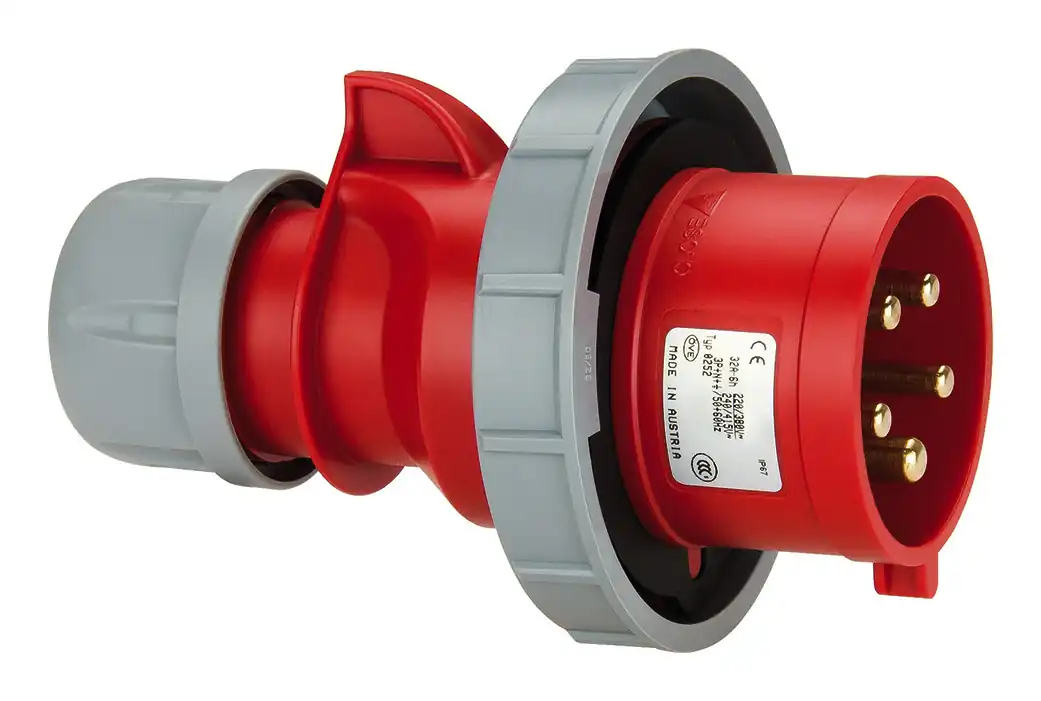 Drehstrom-CEE-Stecker, (IP67) 16A, 5-polig, 400V, 6h, rot