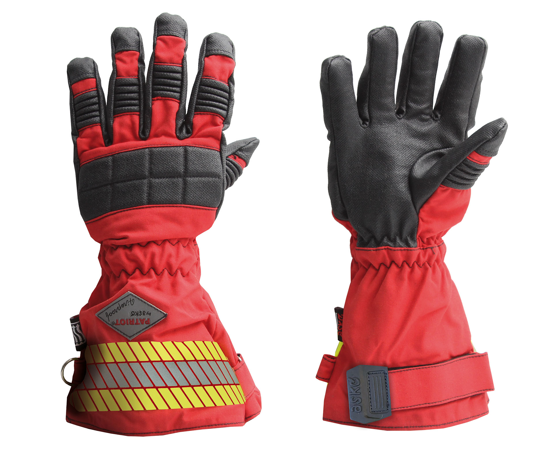 askö PATRIOT Fireproof Feuerwehrhandschuhe lange Stulpe -ROT/SCHWARZ- Gr. 8