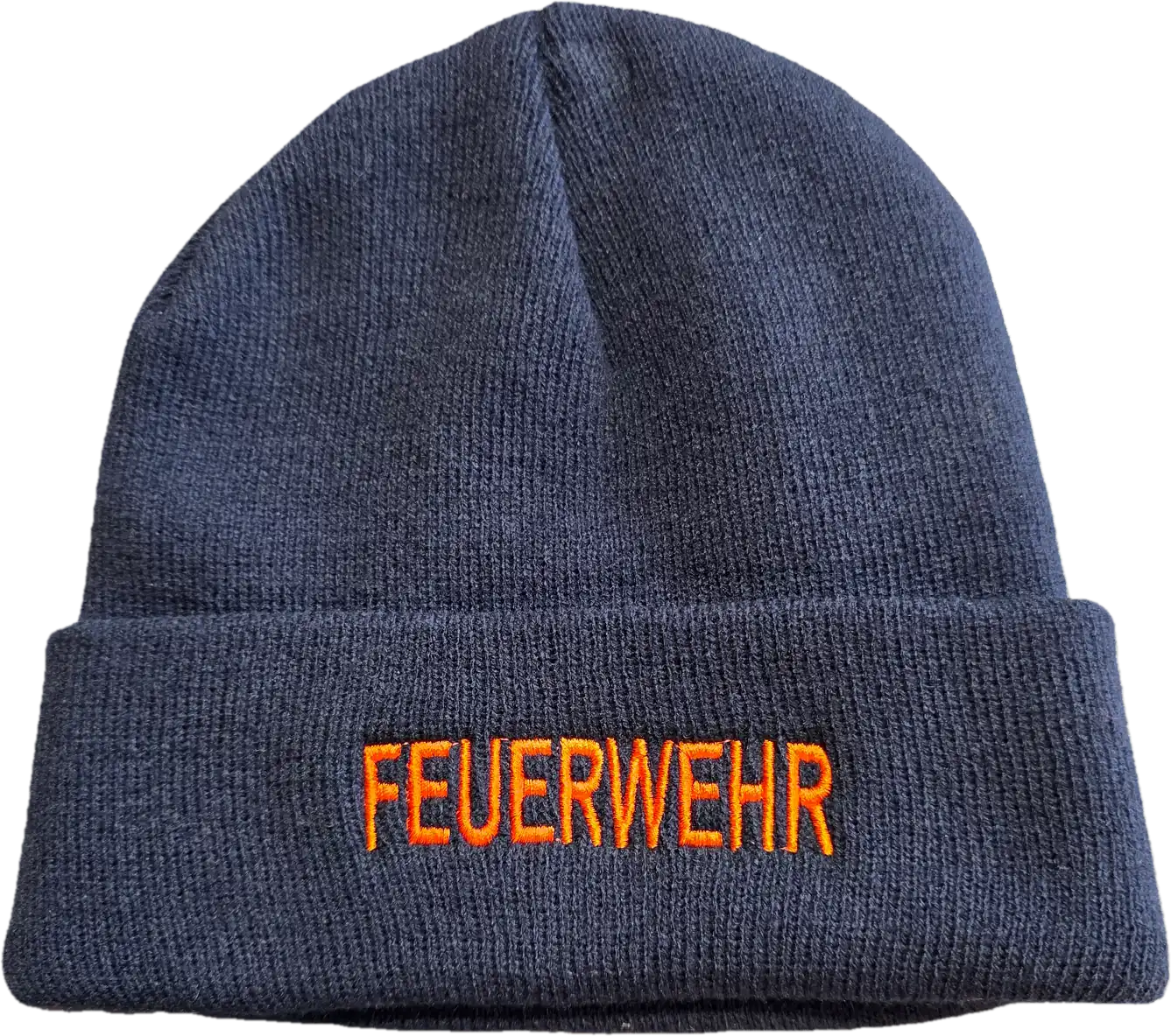 Strickmütze mit eingesticktem Schriftzug FEUERWEHR orange