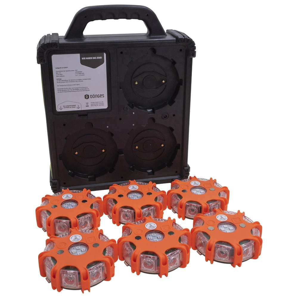 LED-Signalleuchten-Set SyncFlare 6 Stk. im Transportkoffer, gelb/blau/grün