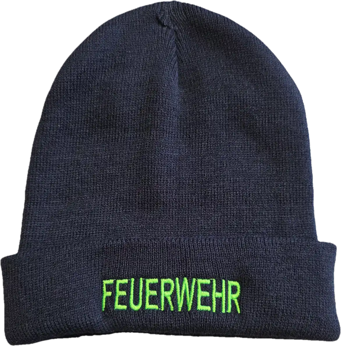 Strickmütze mit eingesticktem Schriftzug FEUERWEHR grün