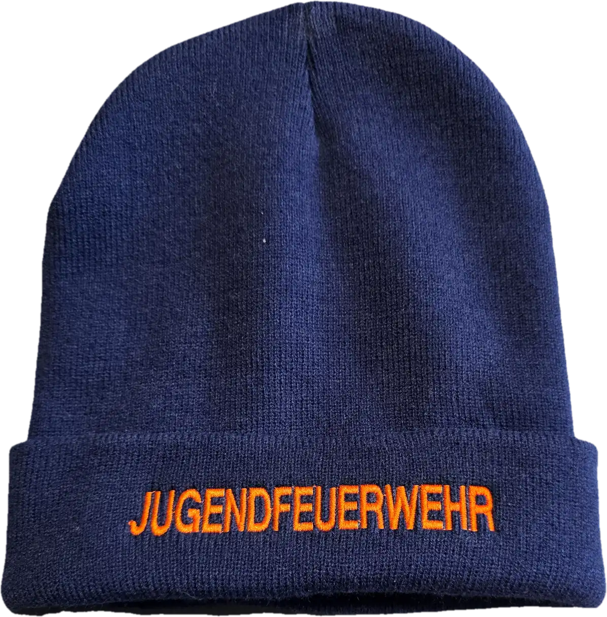 Strickmütze mit eingesticktem Schriftzug JUGENDFEUERWEHR orange