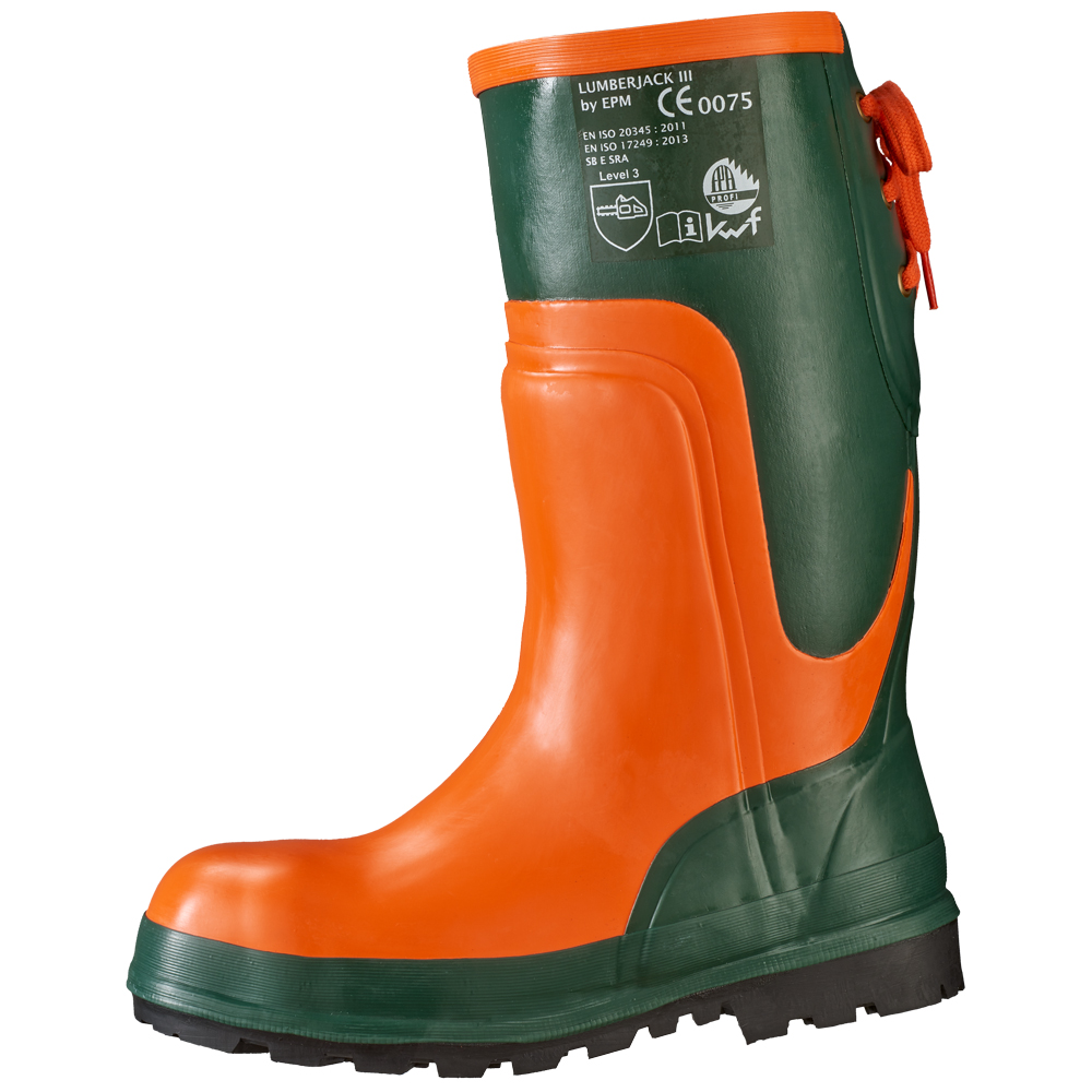 WALDARBEITERSTIEFEL -OLIV/ORANGE- Gr. 38